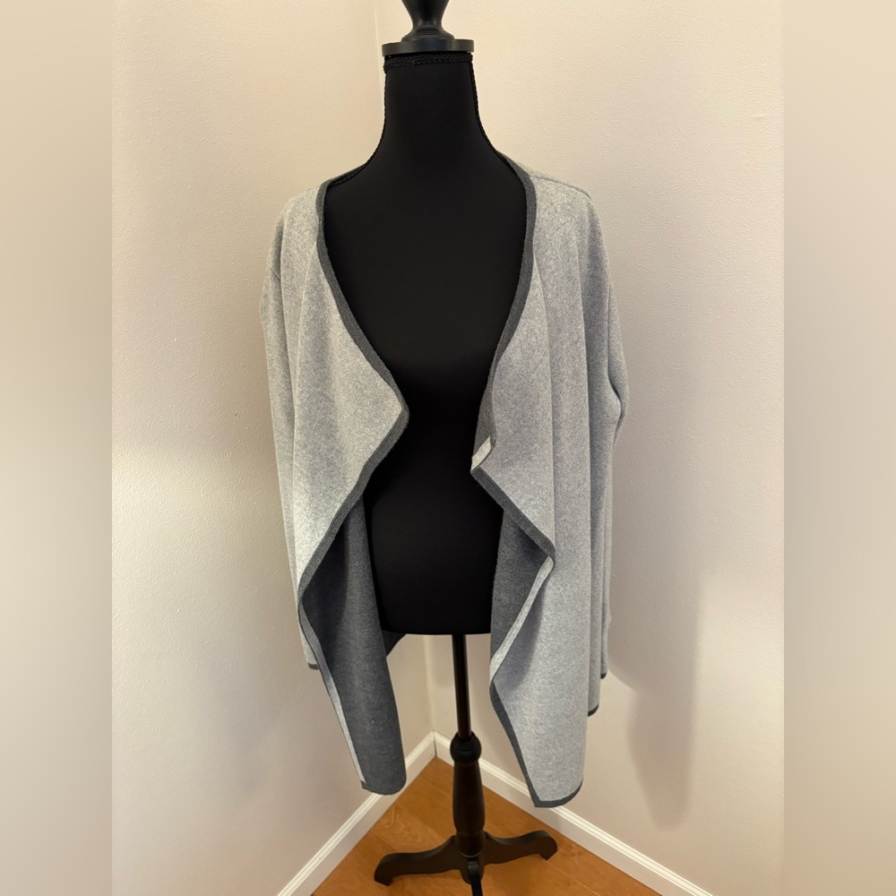 Gray Open Front Cardigan (Part Wool) - Picture 4 of 5